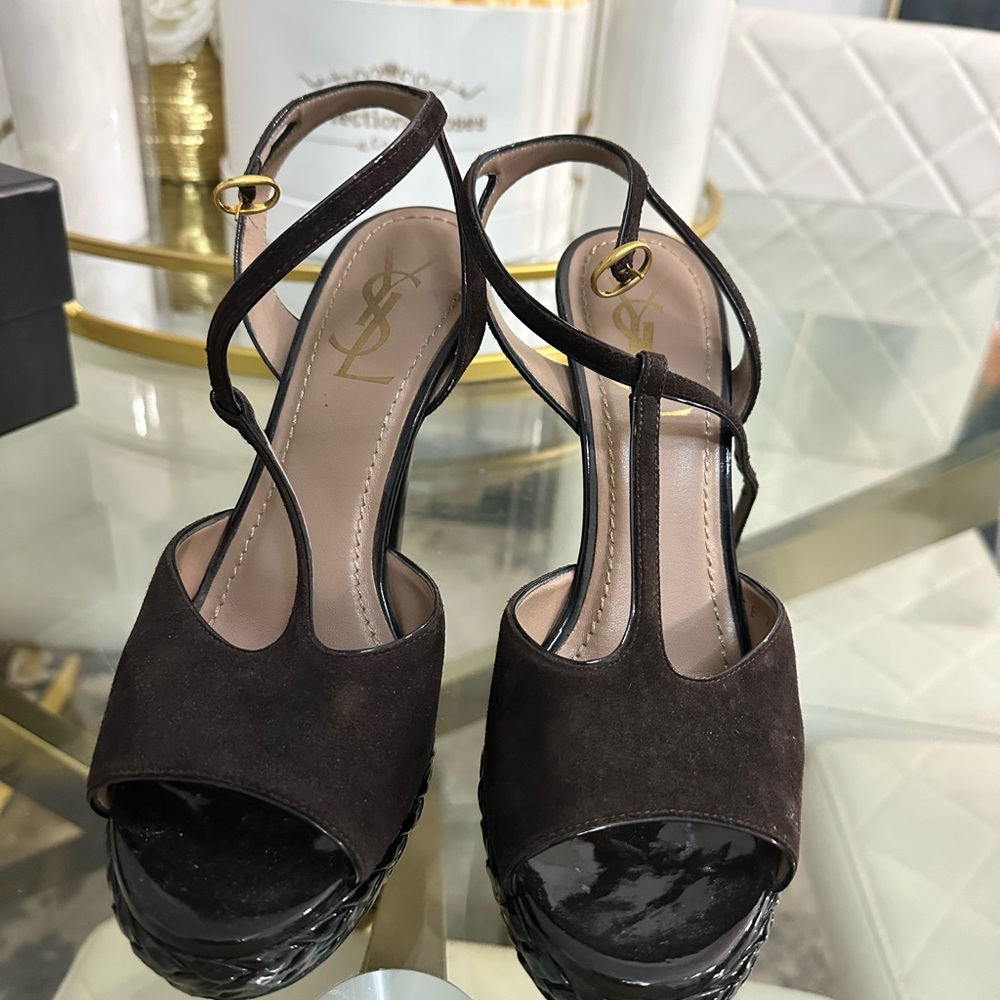 Authentic YSL T strap heel